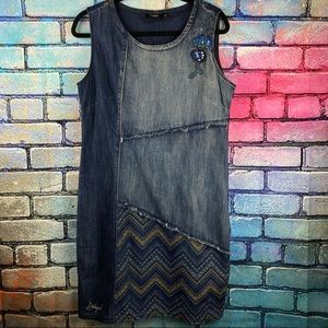 Denim dress with embroidery details
